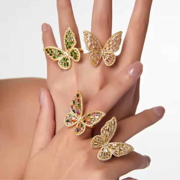 Butterfly Blue Stainless Steel Waterproof Ring - Picture 4 of 6